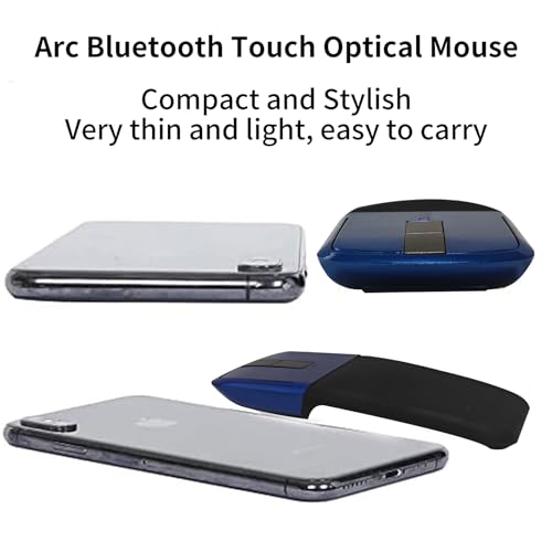 Bluetooth Arc Touch Travel Mouse Foldable Slim and Portable Mini Wireless Computer Mouse Folding Optical Mice for Microsoft Laptop Notebook Tablet - Black & Blue - color: Bluetooth-Blue