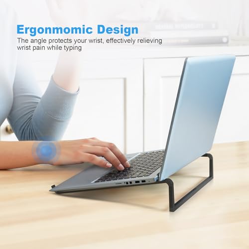 Foldable Laptop Stand for Desk, Black | Universal Laptop Riser, Ventilated Holder Mount, Compatible with MacBook, Notebook - color: Black