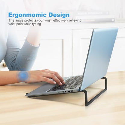 Foldable Laptop Stand for Desk, Black | Universal Laptop Riser, Ventilated Holder Mount, Compatible with MacBook, Notebook - color: Black