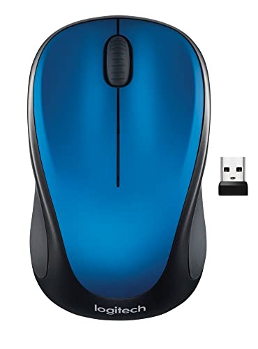 Logitech M317 Compact Ambidextrous 2.4 GHz Wireless Mouse - Blue | Ambidextrous with 2.4 GHz USB-A Nano Receiver, 1000 dpi optical tracking, 12-months battery life, PC, Mac, laptop compatible - color: Steel Blue