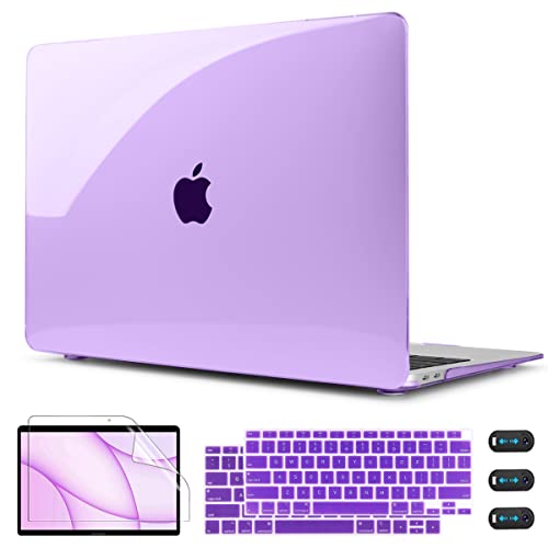 CISSOOK for MacBook Air 13 Inch Case Purple 2021-2018 Release M1 A2337 A2179 A1932 with Retina Display,Plastic Hard Shell Case with Keyboard Cover for MacBook Air 13 with Touch ID - Clear Purple - color: Air13inch-Clear Purple