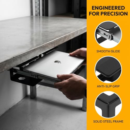 Desk Laptop Holder Mount Rack with Anti-Slip Mats and Iron Frame, Space Saving Storage Shelf for Home Learning Environment and Study, Prevents Sliding and Declutters Desk