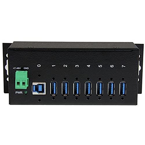 StarTech.com 7-Port USB 3.0 Hub - 5Gbps - Metal Industrial USB-A Hub with ESD Protection & 350W Surge Protection - Din Rail Wall or Desk Mountable - TAA Compliant USB Expander Hub (ST7300USBME) | Metal housing, 15kV ESD and 350W surge protection, DIN rail