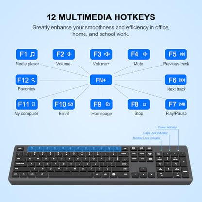 Wireless Keyboard and Mouse Combo, Full-Size Silent Ergonomic Keyboard and Optical Mouse, Long Battery Life, 2.4G Lag-Free Mice Keyboard for Computer, Mac, Laptop, PC, Windows(Gray) - color: Gray