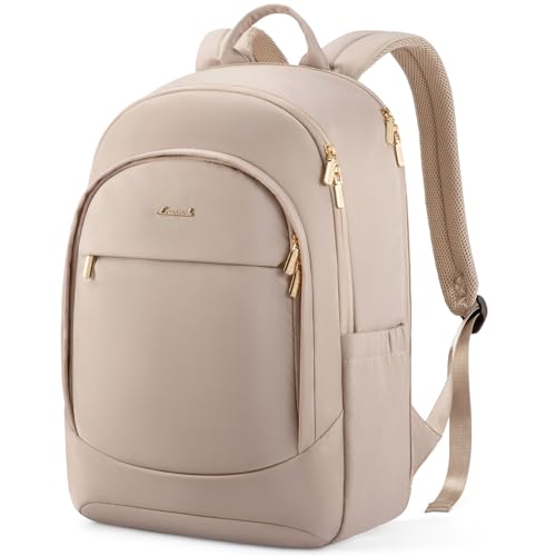 LOVEVOOK Laptop Backpack for Women, Business Backpack Purse, Large Capacity Casual Daypack, Work Computer Backpack for Gift - color: Nude, size: 17.3 inches
