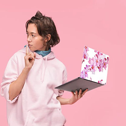 Laptop Skin Sticker,13.3 14 15 15.4 15.6 inch Laptop Skins,Universal Vinyl Decal,Dustproof Scratch Resistant Reusable Cover Protector with Free 2 Wrist Pads (Pink Flower) - color: Pink Flower
