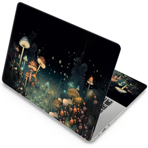 Universal Laptop Skin, DIY Cut-to-Fit Vinyl Cover Compatible with HP, Dell, Lenovo, Mac (13.3" to 15.6"), Anti-Scratch, No Residue & Bubble-Free Protective Decal Sticker, Glowing Mushroom Forest - color: Glowing Mushroom Forest