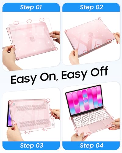 Fintie Case for MacBook Neo 13 Inch with Keyboard Skin & Screen Protector | 2026 A3404, Snap-On Design, Slim Fit, Hard Shell Cover, Glitter Clear - color: Glitter Blush