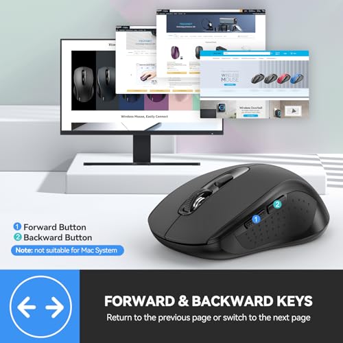 TECKNET Bluetooth Mouse (BT 5.0/3.0+2.4Ghz), 6-Level 4000 DPI Wireless Mice for Laptop, 2-in-1 Ergonomic Computer Portable PC Mouse, Silent Mouse with USB Receiver for Windows/Mac/PC/Notebook - color: Black