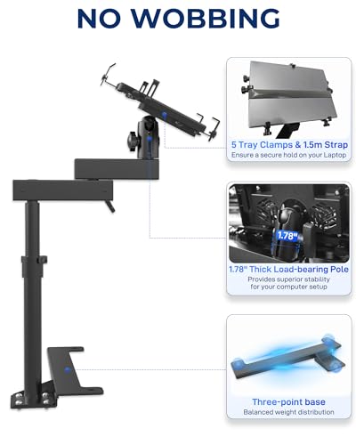 Truck Laptop Mount Fit for 19-25 Chevy Silverado, Tahoe, GMC Sierra, No-Drilling Vehicle Laptop Mount Built-in Cooling Fan Adjustable Truck Computer Stand