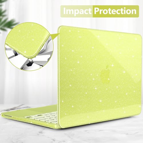 DONGKE Glitter Case for MacBook Neo 13 Inch 2026 (Model A3404 | A18 Pro Chip) | Clear Sparkly Hard Shell Cover with Screen Protector | Keyboard Cover & 2 USB-C Adapters - Bling Citrus - color: Bling Citrus