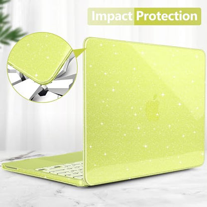 DONGKE Glitter Case for MacBook Neo 13 Inch 2026 (Model A3404 | A18 Pro Chip) | Clear Sparkly Hard Shell Cover with Screen Protector | Keyboard Cover & 2 USB-C Adapters - Bling Citrus - color: Bling Citrus