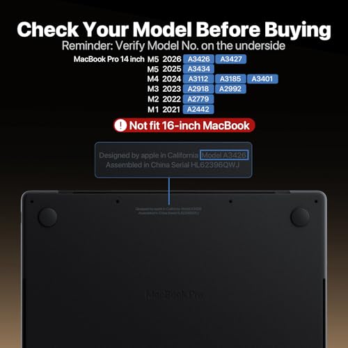 Macaset for MacBook Pro 14 inch Case M5 M4 M3 M2 M1 2026-2021 Laptop Cover | Anti Crack, Space Black, Clear Matte, Fingerprint & Scratch Resistant, Protective Laptop Hard Shell, Ultra Thin, Snap on Fit - color: Space Black Clear