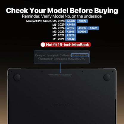 Macaset for MacBook Pro 14 inch Case M5 M4 M3 M2 M1 2026-2021 Laptop Cover | Anti Crack, Space Black, Clear Matte, Fingerprint & Scratch Resistant, Protective Laptop Hard Shell, Ultra Thin, Snap on Fit - color: Space Black Clear