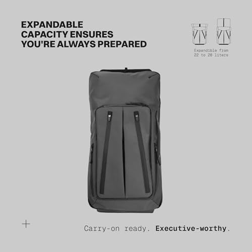 The Frenchie Co. - Work/Travel Speed Backpack - Expandable 23 to 30 liters - Anti-theft magnetic closure - Ballistic nylon with padded laptop compartment and minimalist professional design - color: Grey