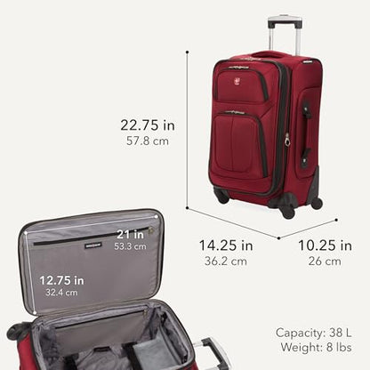 SWISSGEAR Sion Carry-On Spinner Luggage, Softside Expandable, Lightweight Suitcase, Burgundy, 22.75-Inch - color: Burgundy, size: Carry-On