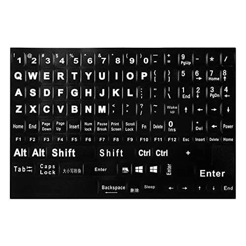 English Keyboard Stickers,Full Size Replacement English Keyboard Sticker with White Font on Black Background Universal for Laptop Desktop Computer,Matte English Keyboard Alphabet Sticker - color: Full Size Big Font White Letter