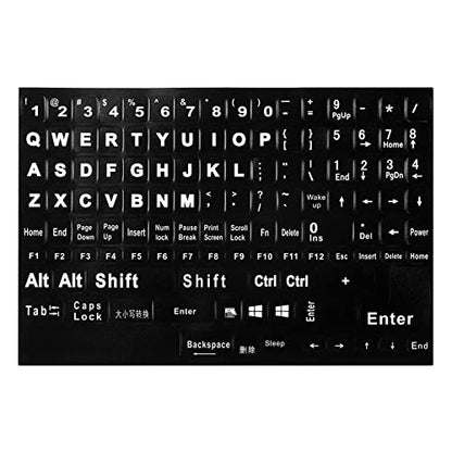 English Keyboard Stickers,Full Size Replacement English Keyboard Sticker with White Font on Black Background Universal for Laptop Desktop Computer,Matte English Keyboard Alphabet Sticker - color: Full Size Big Font White Letter