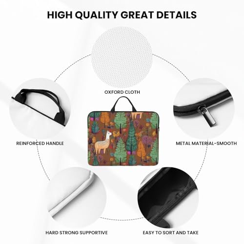 14 inch Laptop Sleeve with Handle Shockproof Laptop Bag Waterproof Computer Cover Bag Alpaca in The Forest Briefcase