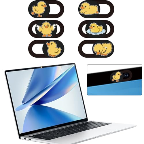 6Pcs 6 Styles Duck Cute Laptop Camera Cover Privacy Guard Accessories, 0.04 Inch Ultra Thin Webcam Cover Slide Protector Blocker for Desktop Computer Tablet Notebook Mini PC Office Use - color: Duck