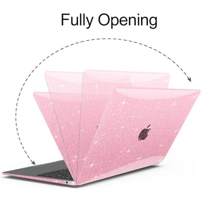 B BELK Compatible with MacBook Air 13 inch Case 2022 to 2018 Released A2337 M1 A2179 A1932 with Touch ID, Sparkly Plastic Hard Shell Cover + 2 Keyboard Covers + Screen Protector, Glitter Pink - color: Glitter Pink