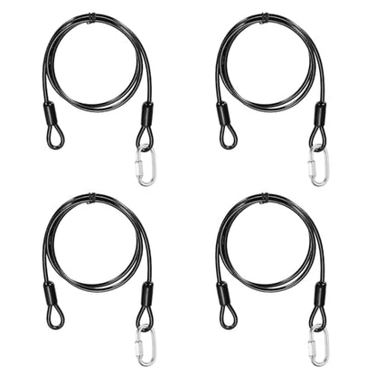 PATIKIL Security Cable Lock (3/16" Dia 3.3ft, Black)(4 Set) Vinyl Coated 304 Stainless Steel Double Loop Flexible Wire Rope Safety Cable with Quick Links Locking Connectors - color: Black, size: 3.3ft x 3/16"