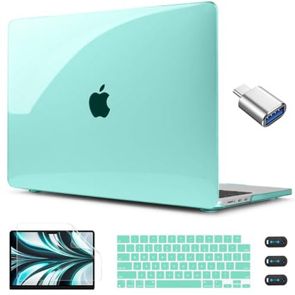 CISSOOK Compatible with MacBook Air 13 inch Case 2026 2025 2024 2023 2022 | A3449 A3240 A3113 A2681, 5in1 Set Hard Shell Case Keyboard Cover for MacBook Air 13.6 inch M2 M3 M4 M5, Clear Green - color: Air13.6inch-Crystal Green