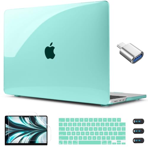 CISSOOK Compatible with MacBook Air 13 inch Case 2026 2025 2024 2023 2022 | A3449 A3240 A3113 A2681, 5in1 Set Hard Shell Case Keyboard Cover for MacBook Air 13.6 inch M2 M3 M4 M5, Clear Green - color: Air13.6inch-Crystal Green