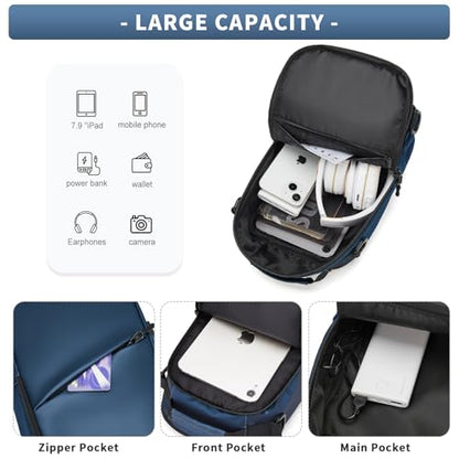 Messenger bag for Men,Small Sling Crossbody Backpack Shoulder Bag for Men Women,canvas Strap Backpack Sling Bag - color: B1-blue