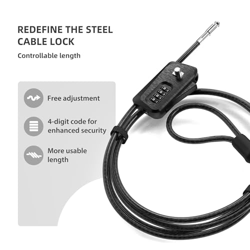 6ft Python Cable Lock for Bike, Bicycle, Scooter, Trail Camera Locking, 4 Digit Combination Padlock, Heavy Duty Anti Theft, Weatherproof, Adjustable Steel Cable Lock for Trail Cam, Kayak - color: Black