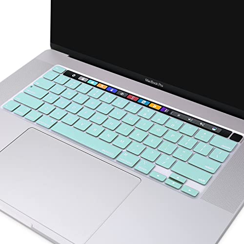 MOSISO Keyboard Cover Compatible with MacBook Pro 13 inch M2 M1 | 2023-2020 A2338 A2289 A2251&Compatible with MacBook Pro 16 2020 2019 A2141 Touch ID, Protective Silicone Skin, Water Cyan - color: Water Cyan
