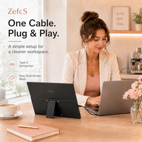 Portable Monitor 14 Inch 1920x1200 16:10 IPS Laptop Screen Extender, HDR FreeSync USB-C HDMI Travel Monitor with Built-in Stand & Dual Speakers for Mac Laptop PC - size: 14inch 1200p