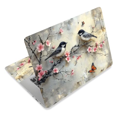 Laptop Skin Sticker Decal for 12 13 13.3 14 15 15.6 in, Universal Vinyl Waterresistant Protector Cover for Notebook PC Netbook, Computer Decor for Women Girls Birds on Blossoms - color: Birds on Blossoms