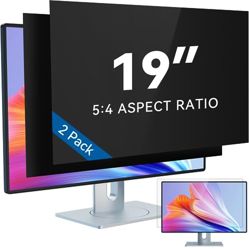[2-Pack] 19 Inch Computer Privacy Screen Filter for 5:4 Widescreen Monitor, IPROKKO Removable 19inch Anti Blue Light Glare Privacy Shield, Anti Spy Security Protector for Hp Dell Asus Acer Samsung - color: Black Monitor Screen, size: 2pcs-19inch 5:4
