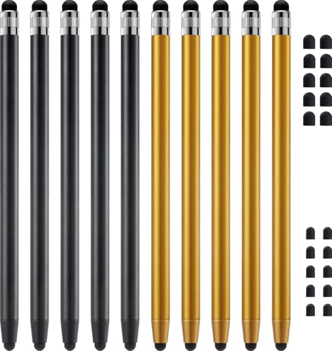 ChaoQ Stylus Pen for Touchscreen, 10pcs High Sensitivity and Precision Stylus Pen for iPad iPhone Android Compatible and All Touch Screens (Black/Gold) - color: 10 Black Gold