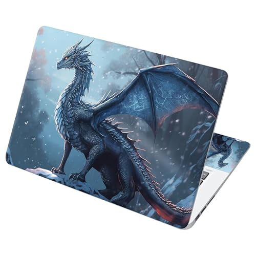 Universal Laptop Skin Sticker with 2 Wrist Pad Decals, 3-Piece Removable Vinyl Laptop Cover, Blue Dragon Waterproof Anti-Scratch, Easy-Trim Fit for 13.3" 14" 15.6" Laptops - color: Blue Dragon