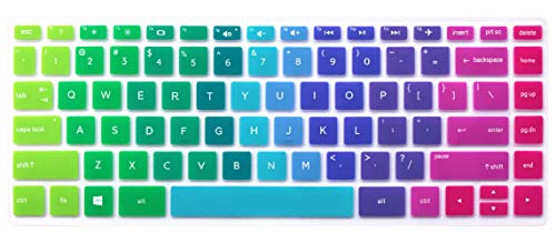 Silicone Keyboard Protective Skin Compatible 14" HP Pavilion x360 14M-BA 14M- CD 14M-CD0001DX 14-BF 14M-BW 14-CM 14-CF Series 14-BF040WM 14M-CD0001DX (esc Delete ctrl Keys are Square Angles) (Rainbow - color: Rainbow