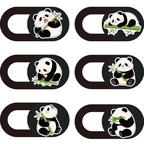 6Pcs 6 Styles Panda Camera Cover 0.04 Inch Ultra Thin Webcam Cover Slide Cute for Mini PC Phone Laptop Desktop Tablet Animal Plastic Durable Privacy Protectors for Home Office Work Use - color: Panda-1