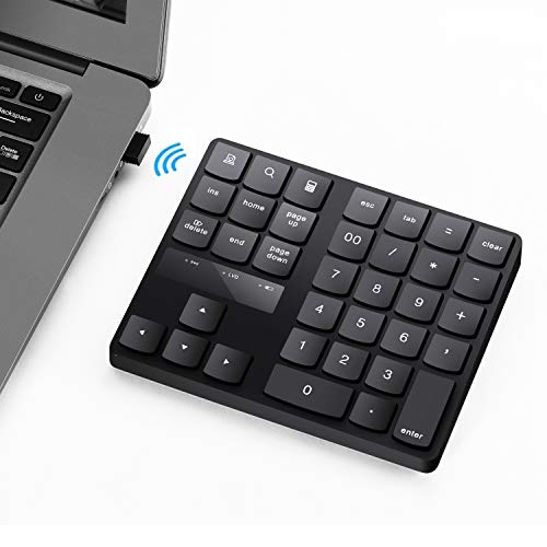 Numeric Keypad, 35-Keys Portable USB Wireless Numeric Keypad Rechargeable Ultra-Silent External Numeric Pad for MacBook and Windows Laptop