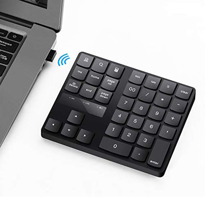 Numeric Keypad, 35-Keys Portable USB Wireless Numeric Keypad Rechargeable Ultra-Silent External Numeric Pad for MacBook and Windows Laptop