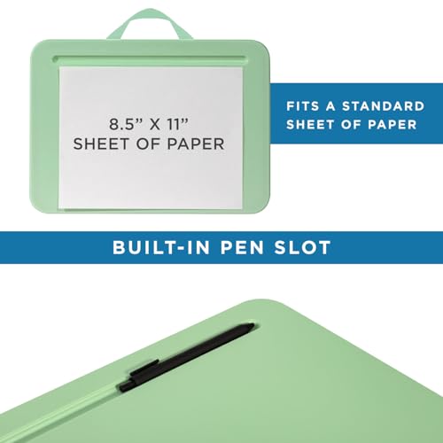 LAPGEAR Compact Lap Desk – Sage Green, Fits 14" Laptops | Microbead Cushion, Built-In Pencil Slot, Carry Handle, Fits Standard Letter-Size Paper (8.5" × 11") - color: Sage Green, size: 14″ Laptop (Compact)