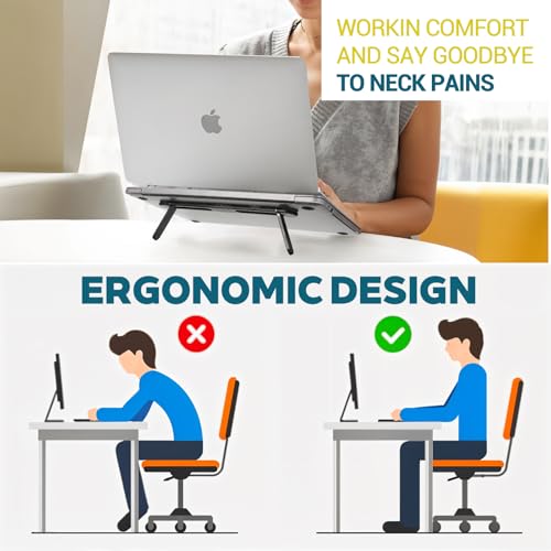 Foldable Keyboard Riser Stand, Self-Adjusting Laptop Feet with Dual Angles Small Computer Stand Portable PP Computer Keyboard Lift for Desk