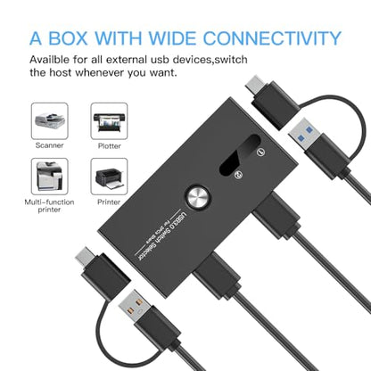 USB C Switch&USB A Switch 2 in 1,USB switcher 2 Computers Sharing USB C & A Devices, 4 Port USB Switcher Sharing Keyboard and Mouse/Printer/Scanner USB 3.0 KVM Switch(Not Support Charging/Monitor) - size: USB C+USB 3.0 A SWITCH