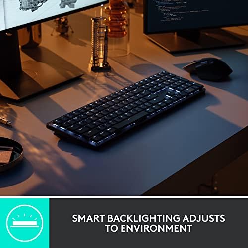 Logitech MX Mechanical Mini Wireless Illuminated Keyboard, Linear Switches, Backlit, Bluetooth, USB-C, macOS, Windows, Linux, iOS, Android, Metal - size: Compact, style: Linear (smooth typing)