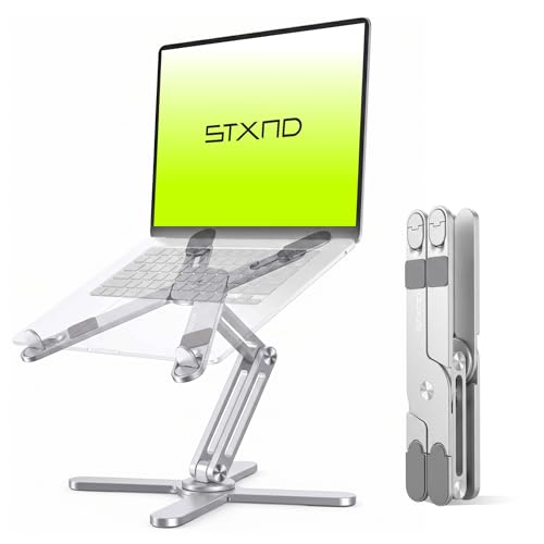 Model-X 2.0 Laptop Stand, Laptop Stand for Desk Adjustable Height, 360 Rotating Laptop Riser Aluminum Portable Foldable Computer Stand for MacBook Pro Air 10–17 inches (Polar White) - color: Polar White