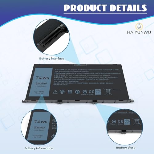 74Wh 357F9 Battery for Dell Inspiron 15 7559 | Compatible with Inspiron 7557/7567/7566/7759/5576/5577 15 7000 Gaming INS15PD Series P57F/P65F/P65F001 P/N:71JF4/0357F9/0GFJ6