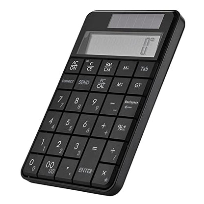 2.4G USB Numeric Keypad, 2 in 1 Mini Portable Numpad with LCD Display and USB Receiver and Calculator Function, Support Solar Power and 2 AAA Batteries