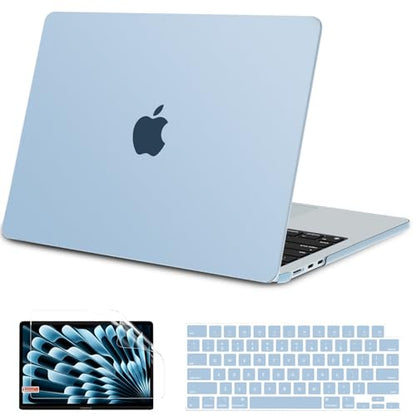 G JGOO Compatible with MacBook Air 15 inch Case 2026 2025 2024 2023 M5 A3448 M4 A3241 M3 A3114 M2 A2941, 100% Match Official Color, Plactic Hard Case +Keyboard Cover +Screen Protector, Sky Blue - color: Sky Blue Clear