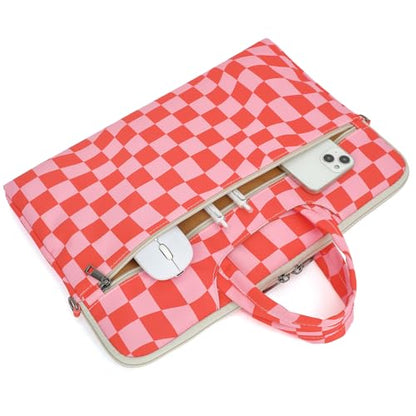 DACHEE Laptop Shoulder Bag for 15 Inch/15.6 Inch Macbook Pro - color: Pink Checker Shoulder