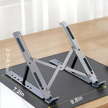 Foldable Laptop Stand, Laptop Stand for Desk, Computer Riser for Desk, Ventilated Foldable Lapdesk Notebook for 10-15.6 Inch Laptops, iPad - color: White